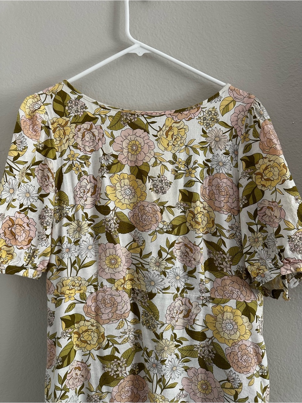 Linen Blend Midi Floral Dress